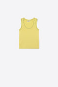 Yellow Ribbed Knit top with with Metallic Trim