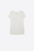 White V-Neck Relaxed Fit Short Sleeve sweater