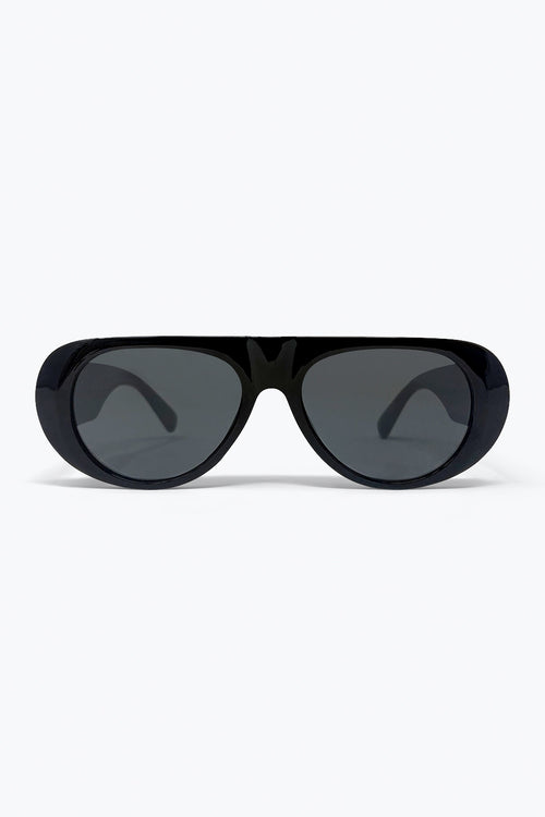 Black Oversized Aviator Sunglasses with Dark Lenses — view 2 of 3