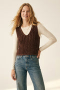 Brown Chunky Knit V-Neck Sweater Vest