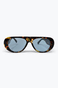 Tortoiseshell Round Frame Sunglasses with Blue Lenses