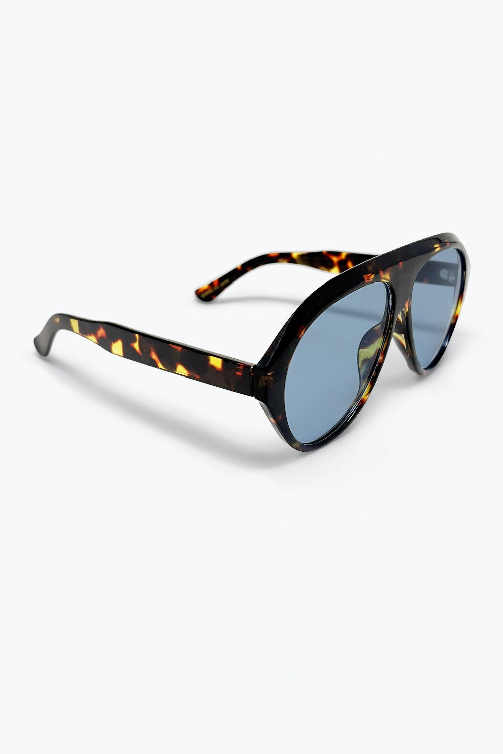 Tortoise Frame Blue Lens Oversized Sunglasses