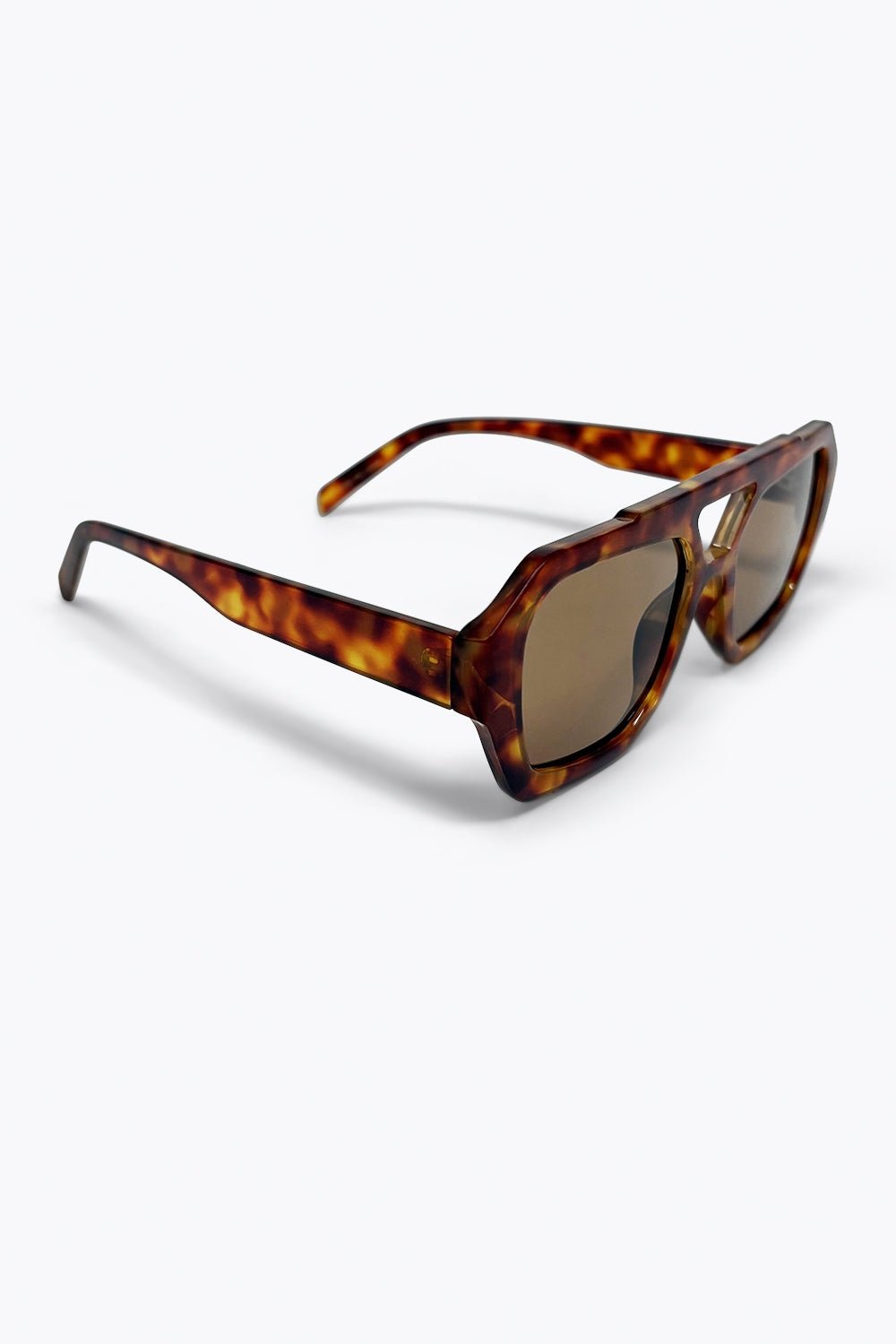 Tortoiseshell Brown Geometric Frame Sunglasses