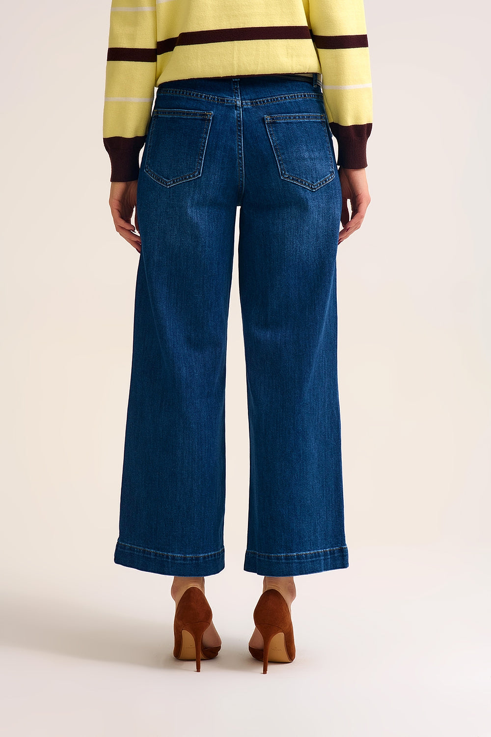UNIKCOSA dark-wash button-detail wide-leg jeans