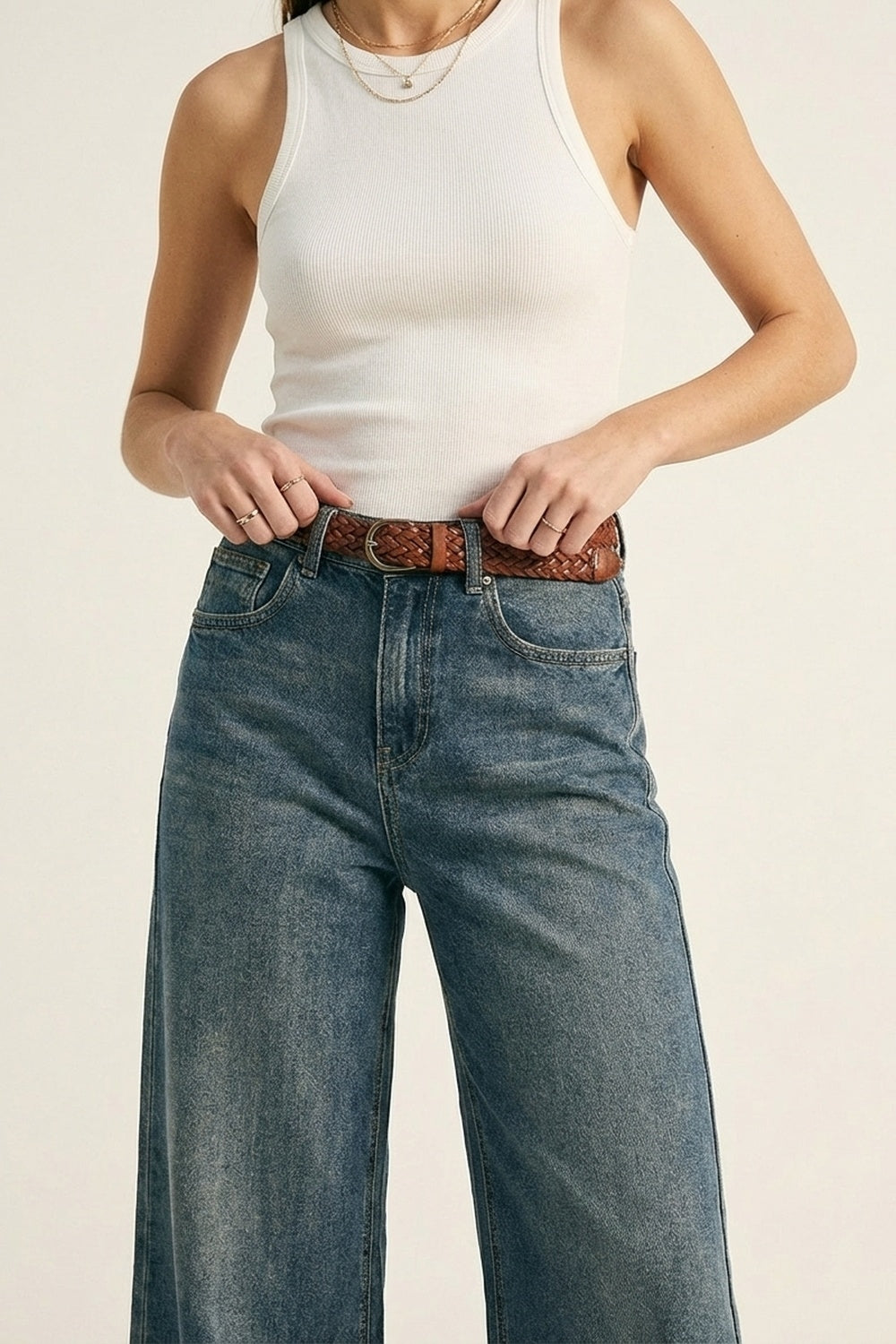 Everyday Denim Straight-Leg Jeans in mid wash blue