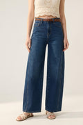 Classic Blue Denim Wide-Leg Jeans with Seam