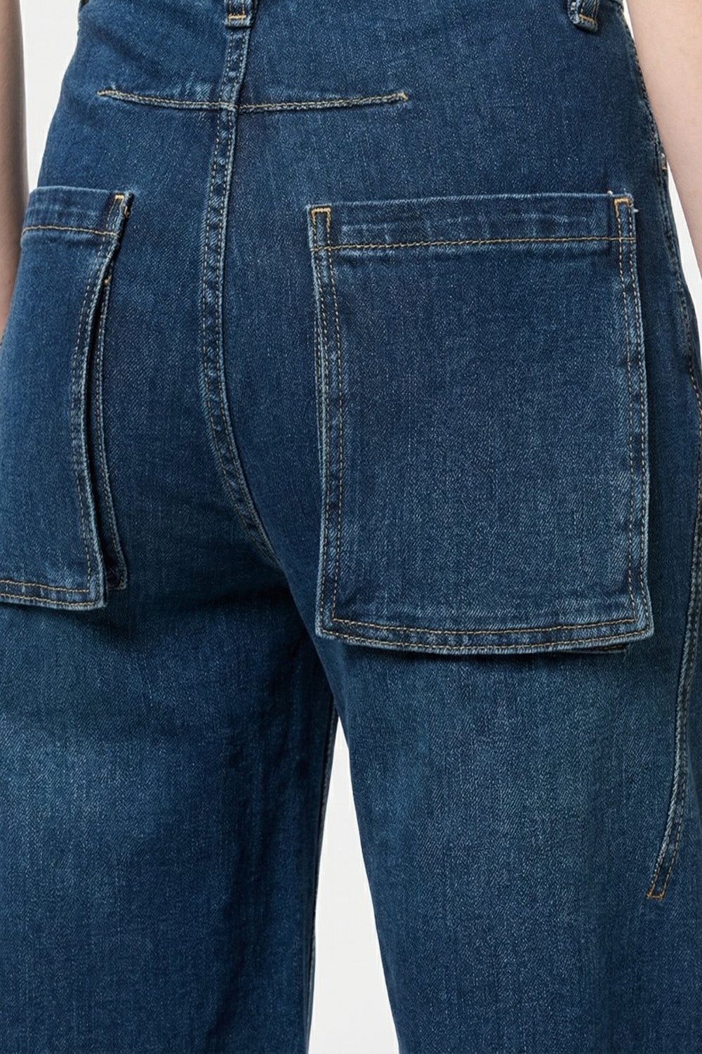 Classic Blue Denim Wide-Leg Jeans with Seam