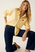 Yellow Button-Down Shirt with Heart Detail