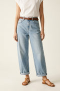 Light Blue Wide-Leg Denim Jeans with lightweight fabric