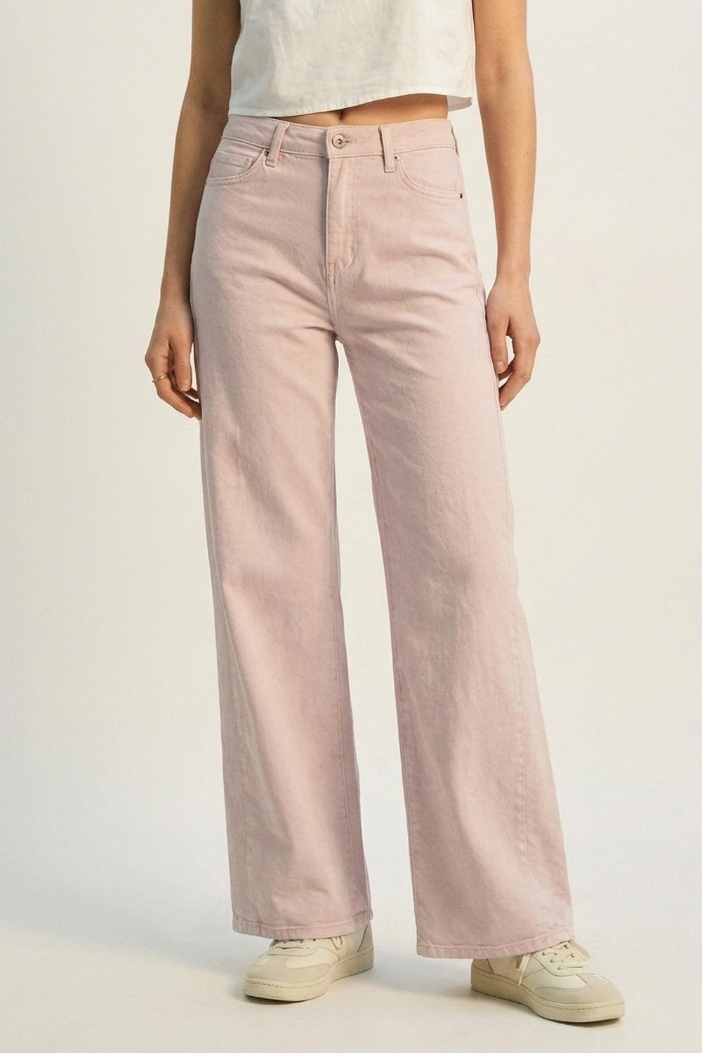 Light Pink Wide-Leg Pants with lightweight Twill