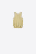 Sleeveless Knitted top In butter yellow Featuring detail white Lines