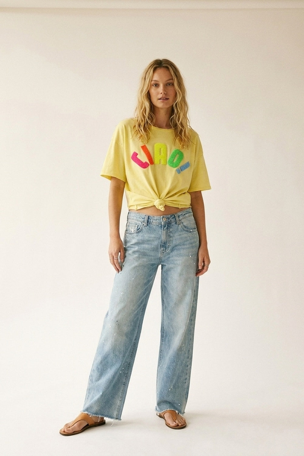 Yellow Relaxed Fit Graphic sweat with Colorful Text