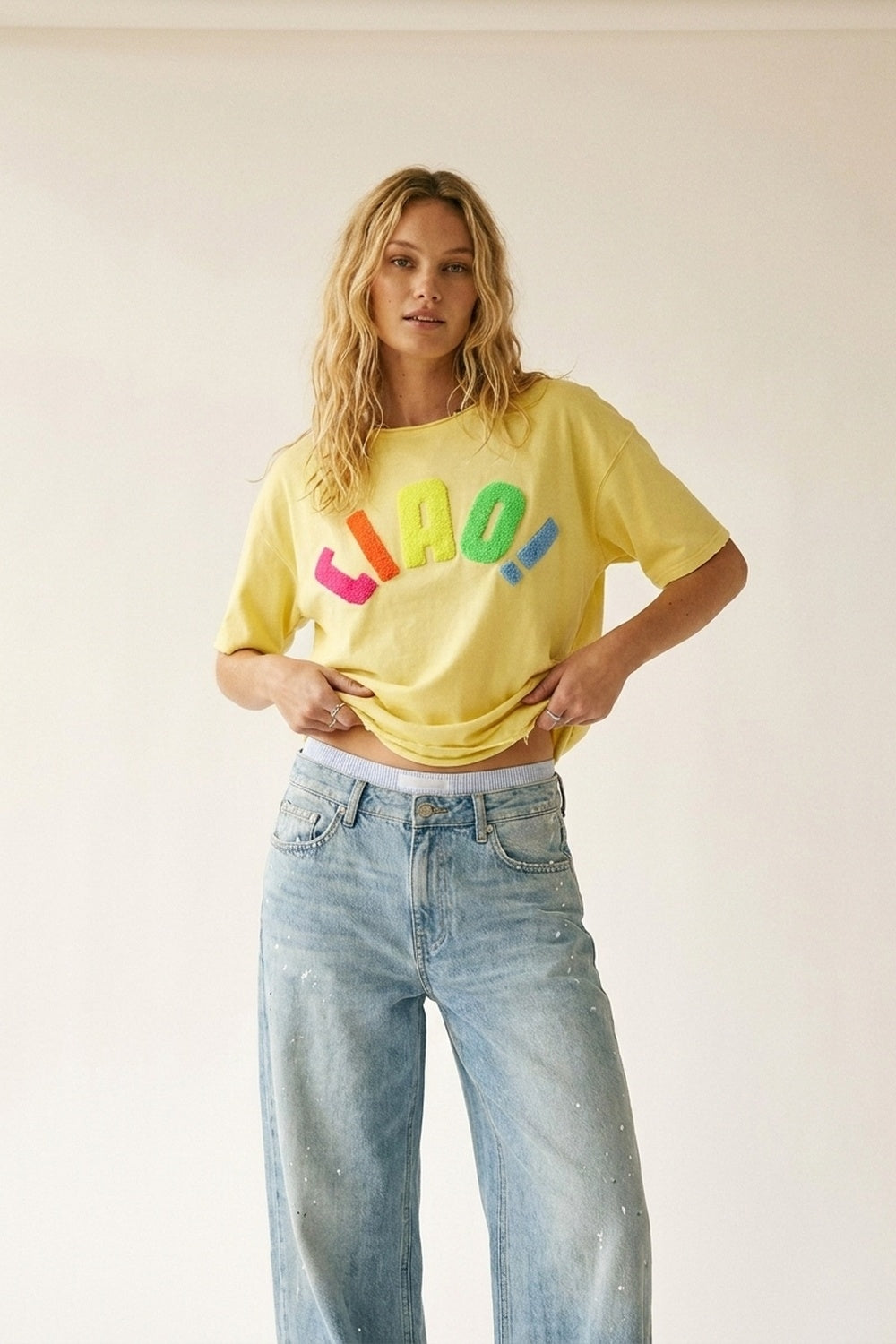 Yellow Relaxed Fit Graphic sweat with Colorful Text