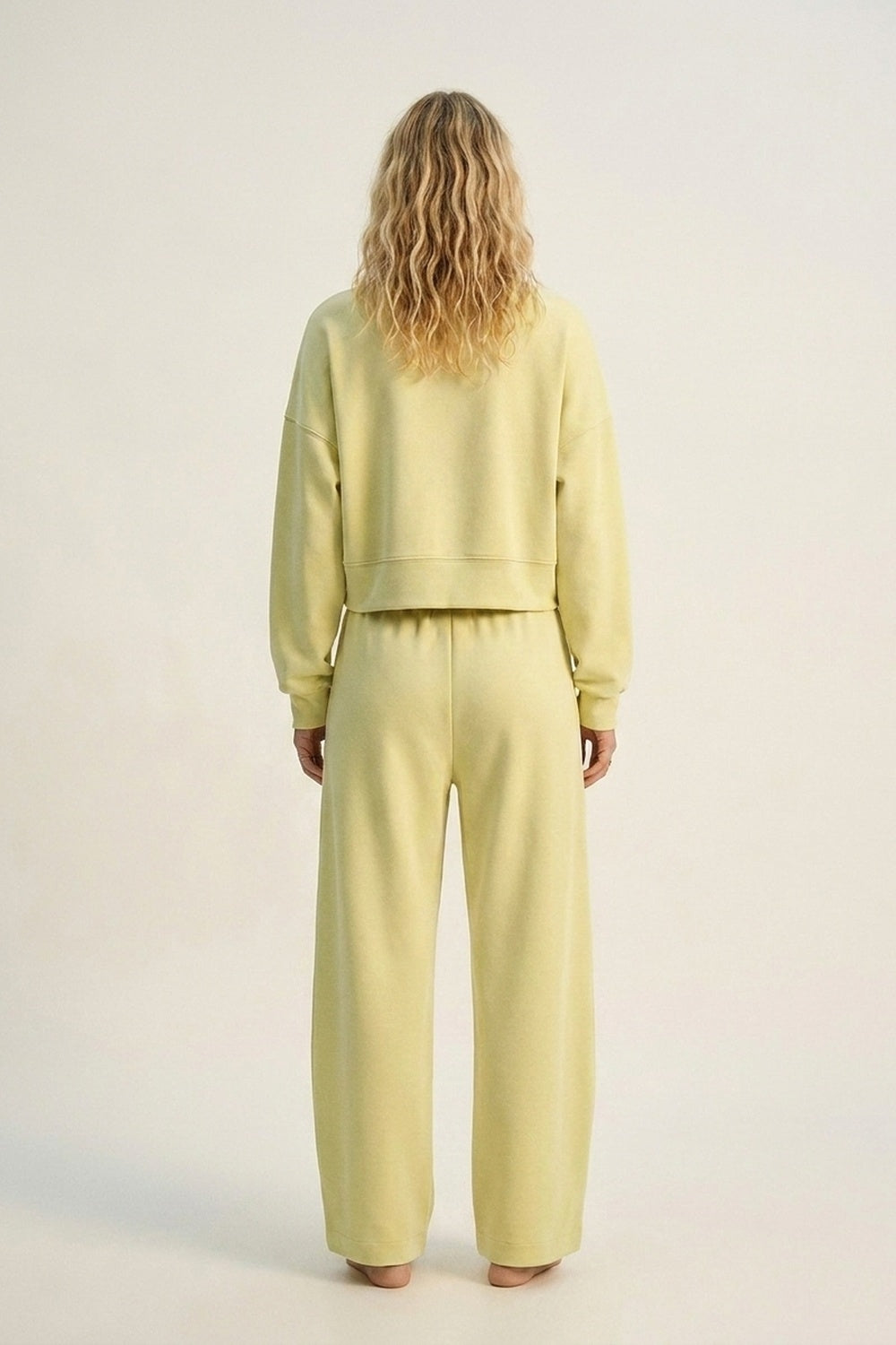Crew Neck Dropped Shoulder Basic Sweatshirt in yellow