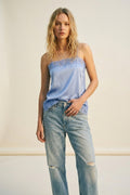 Light Blue Lace Trim Satin Slip top