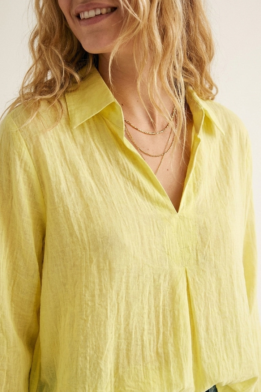 Yellow Relaxed Fit Tunic Shirt with sheer fabric
