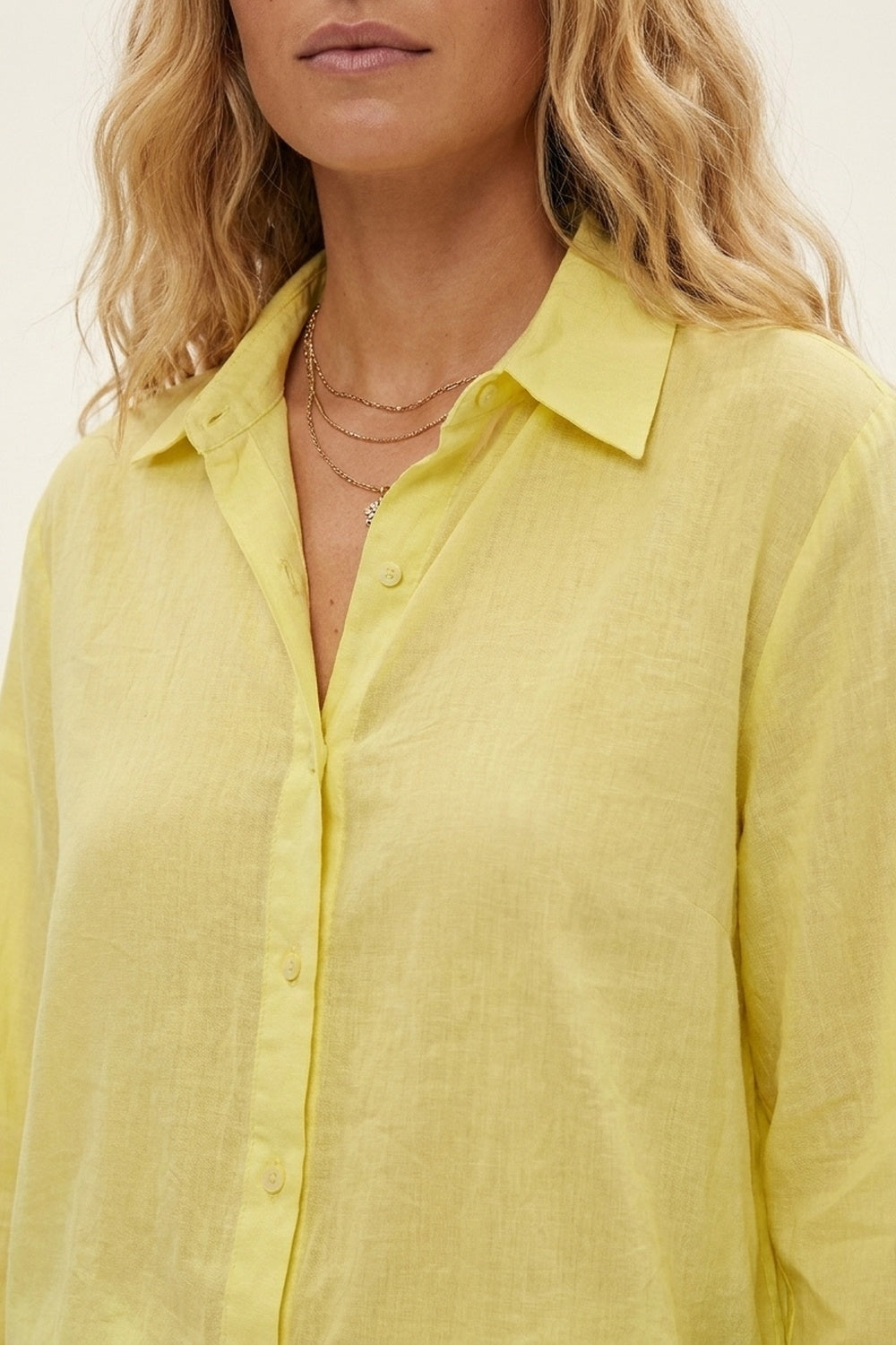 Yellow Relaxed Fit long Shirt with sheer fabric