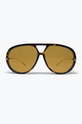 Tortoise Brown Aviator Style Sunglasses with Amber Lens