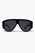 Black Oversized Shield Sunglasses with Dark Lenses
