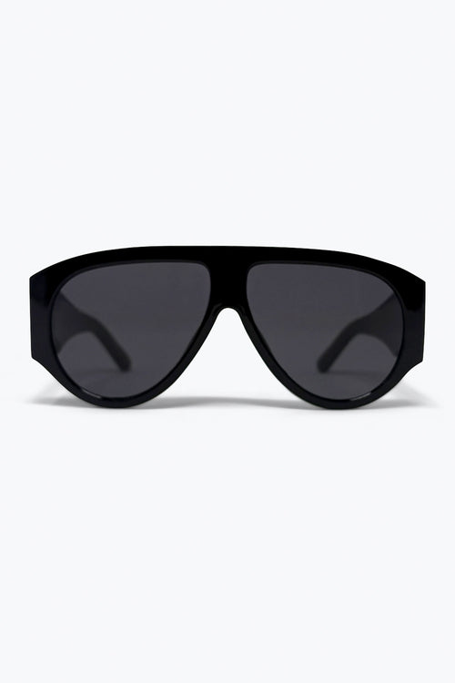 Black Oversized Shield Sunglasses with Dark Lenses — view 2 of 3