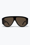 Black Shield Sunglasses with Brown Lens