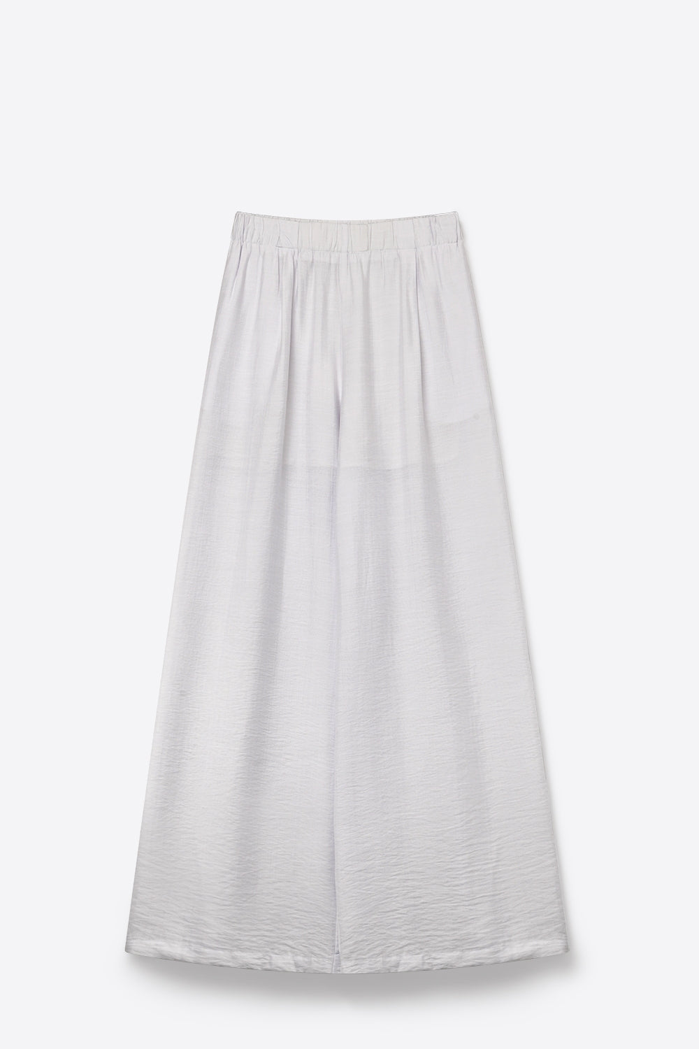 White Lightweight Woven Elastic Waist Wide Leg Pants