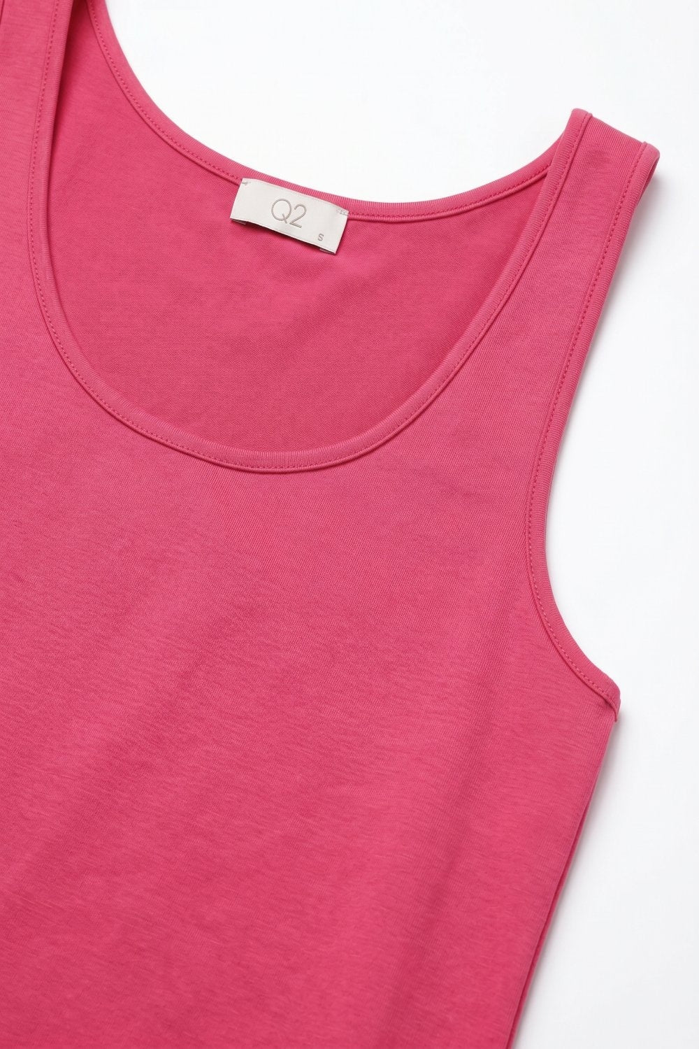 Fuchsia Satin Regular Fit Scoop Neck Sleeveless Tank Top