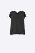 Black Fine Knit V-Neck Sweater with Short Sleeves
