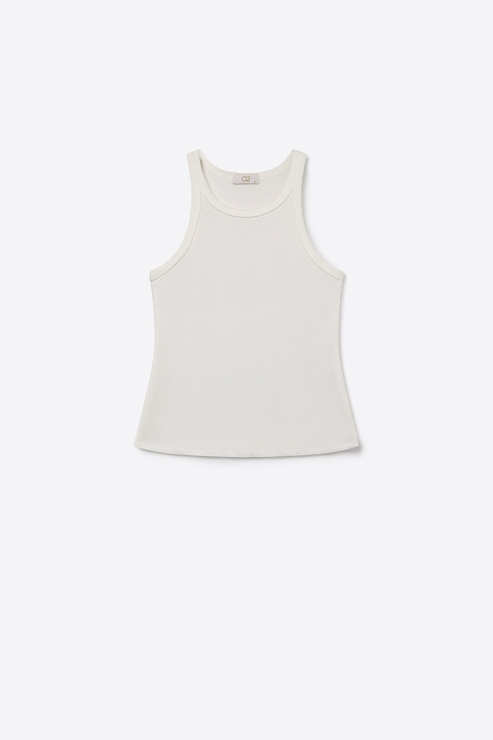 White Ribbed Crew Neck Tank Top with racerback sleeve