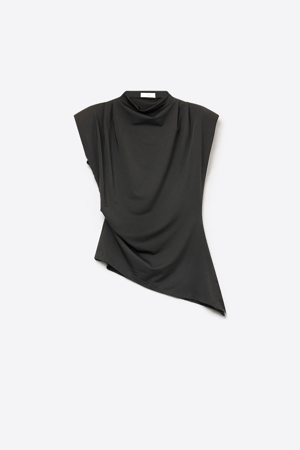 UNIKCOSA Black Lightweight Woven Asymmetric Hem Cowl Neck Sleeveless Top