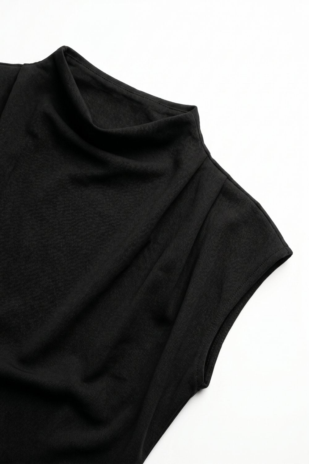 UNIKCOSA Black Lightweight Woven Asymmetric Hem Cowl Neck Sleeveless Top