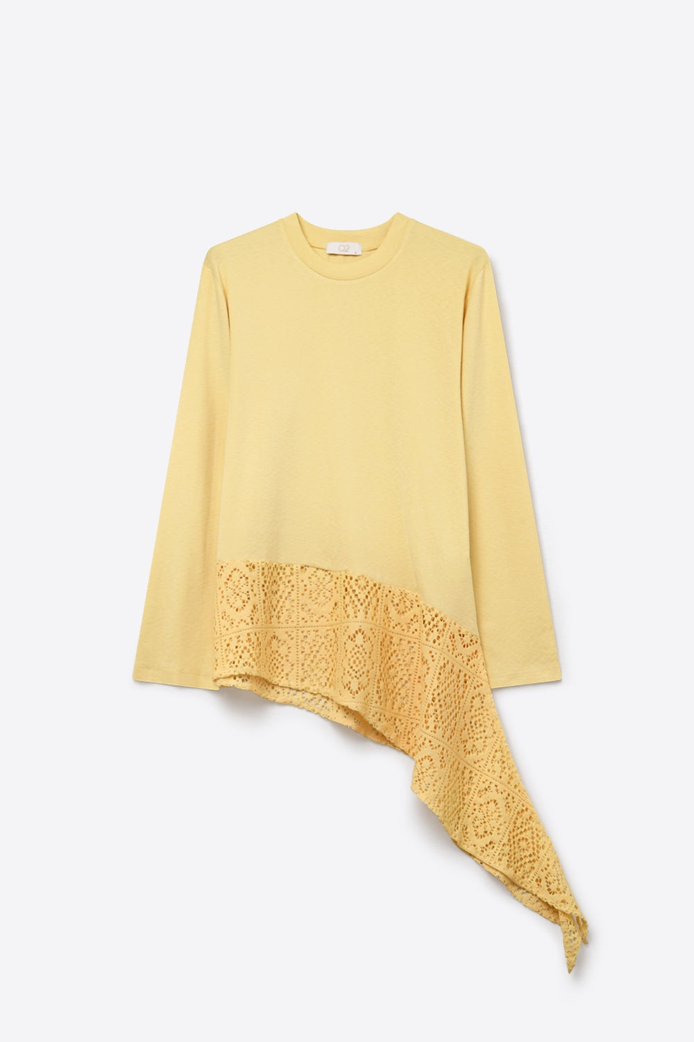 top with crochet Insert and Asymmetrical Hem in Yellow