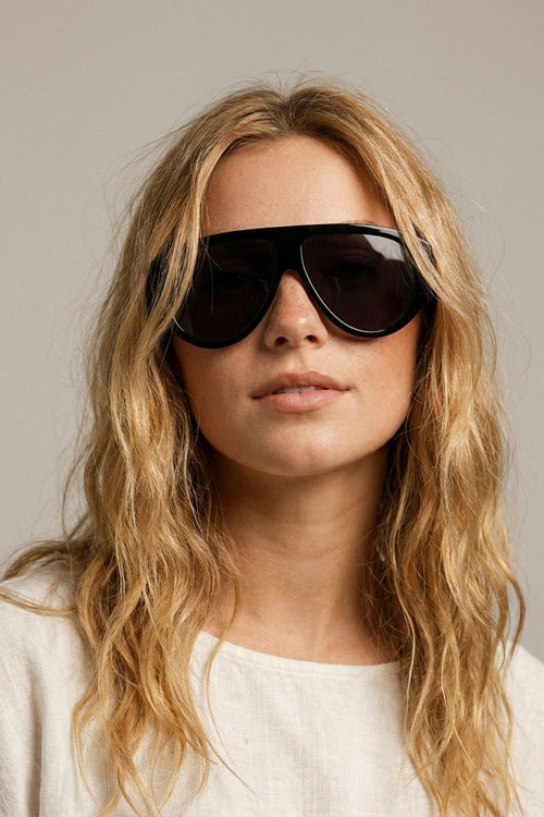 Black Oversized Shield Sunglasses with Dark Lenses — view 1 of 3