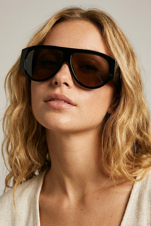 Black Shield Sunglasses with Brown Lens — view 1 of 3