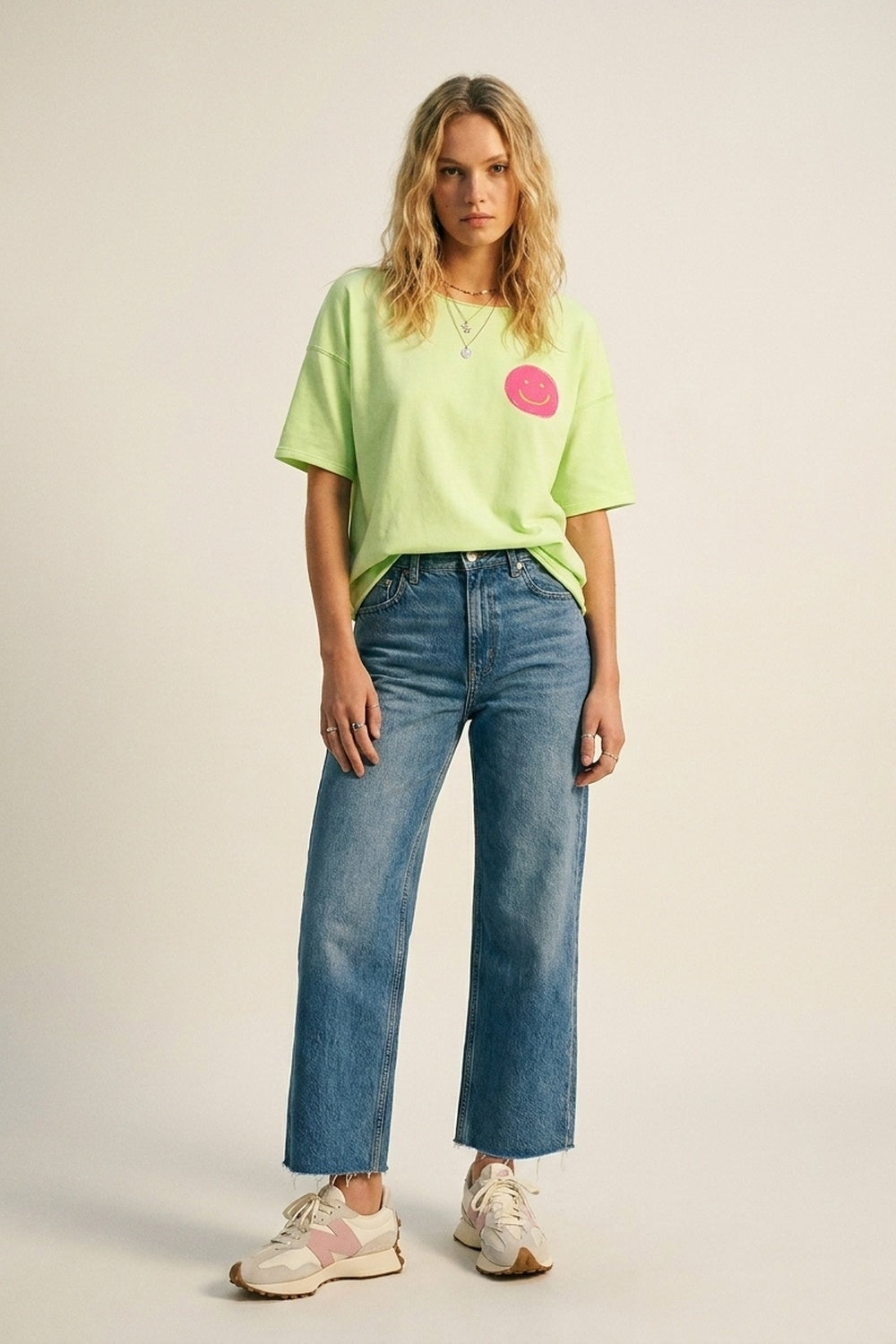 Light Green Relaxed Fit Smile Graphic sweatshirt