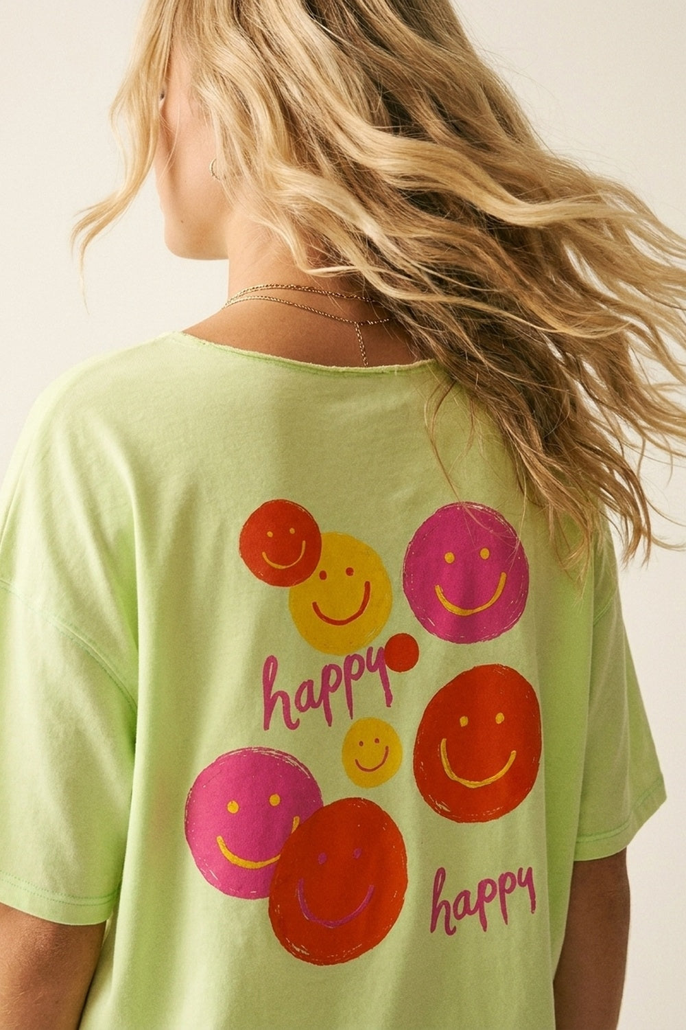 Light Green Relaxed Fit Smile Graphic sweatshirt