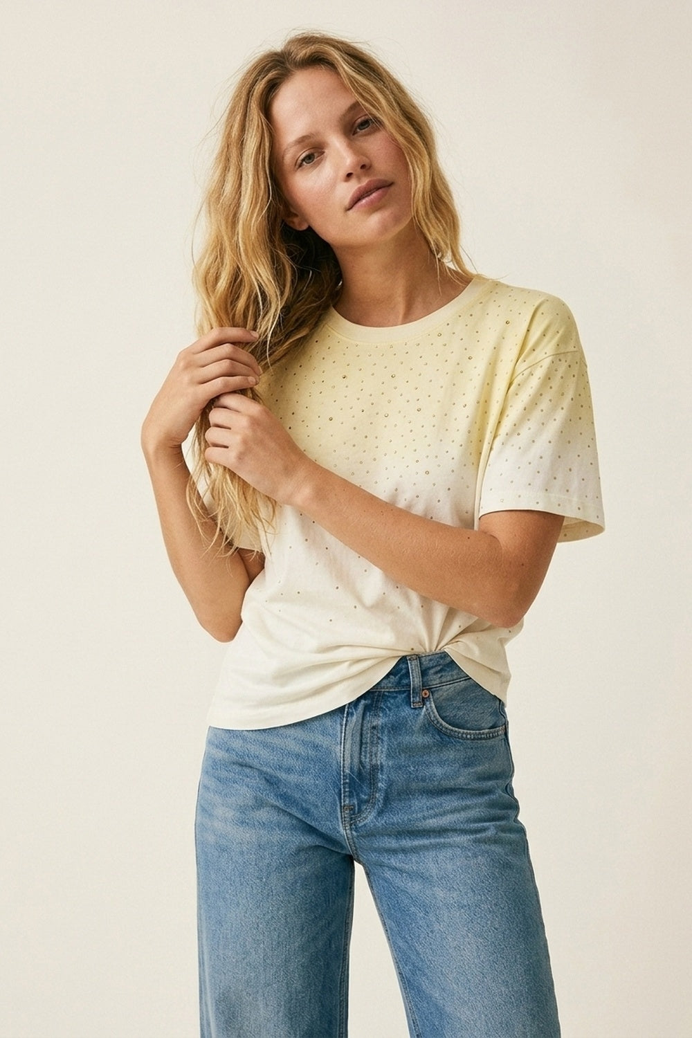 Yellow Gradient Speckled Short Sleeve Tee