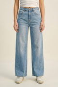 Light Blue Wide-Leg High-Waist Denim Jeans
