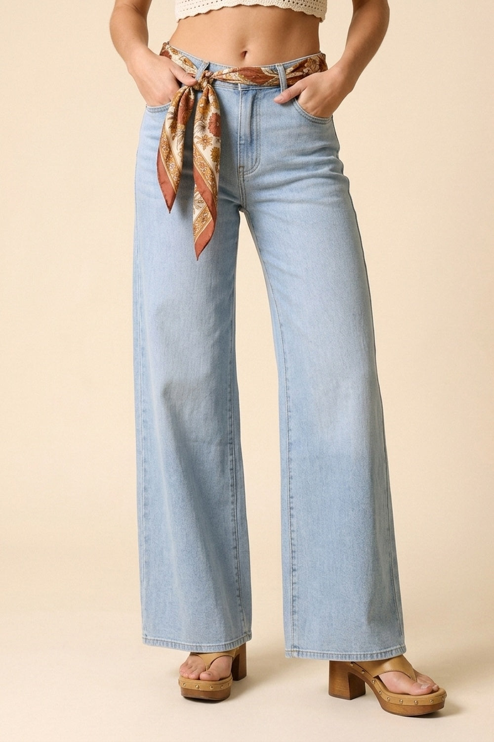 High-Rise Wide-Leg Denim in Light Blue Wash