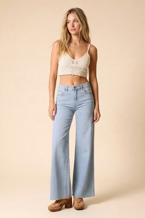 High-Rise Wide-Leg Denim in Light Blue Wash