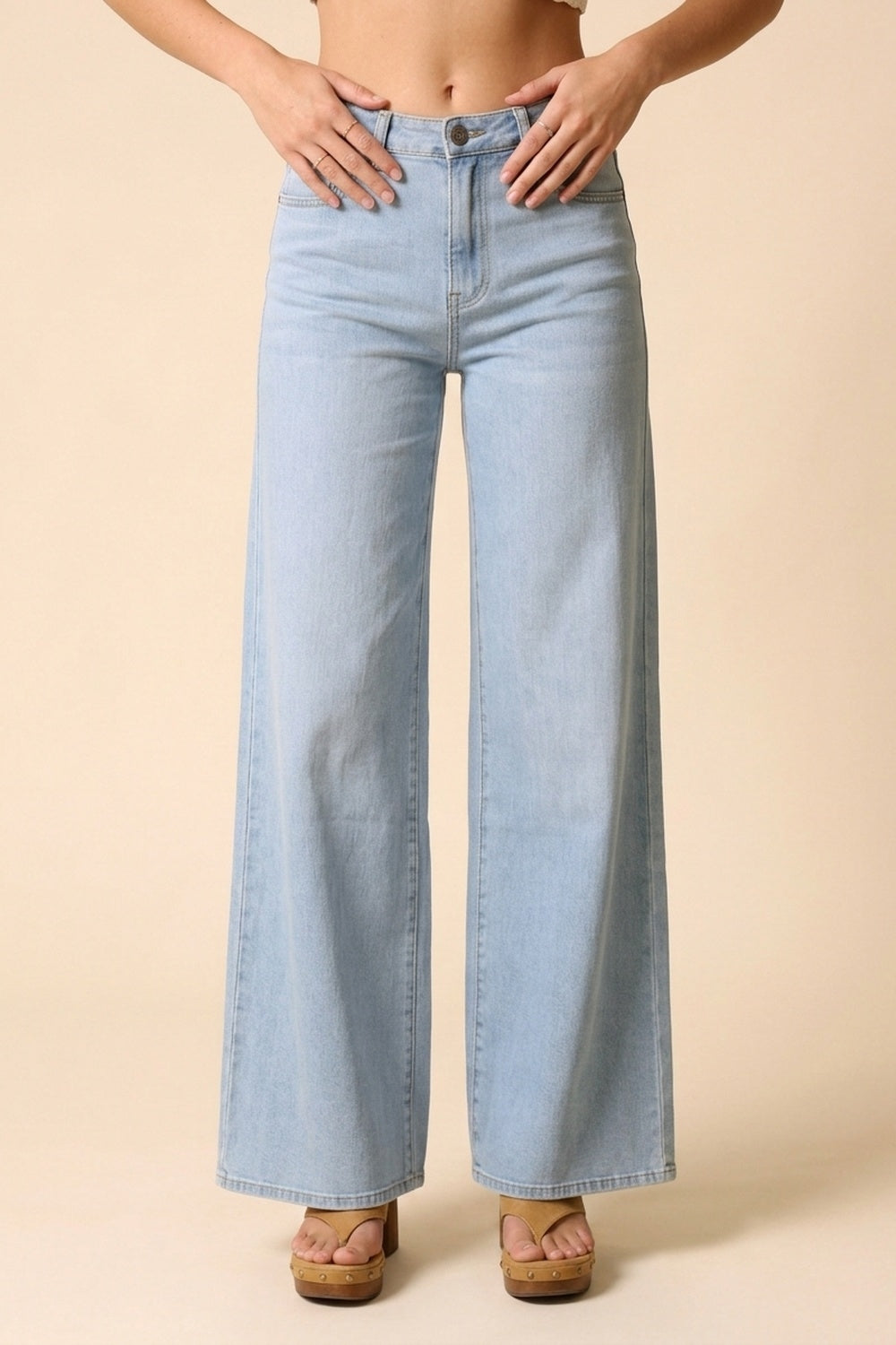 High-Rise Wide-Leg Denim in Light Blue Wash