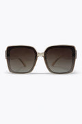 Brown Transparent Frame Gradient Lens Oversize Square Sunglasses