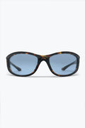Multicolor Tortoiseshell Frame Blue Tinted Oval Sunglasses