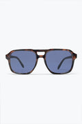 Brown Tortoiseshell Frame Blue Lens Square Sunglasses