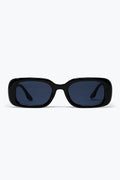 Black Rectangular Frame Glossy Acetate Narrow Sunglasses