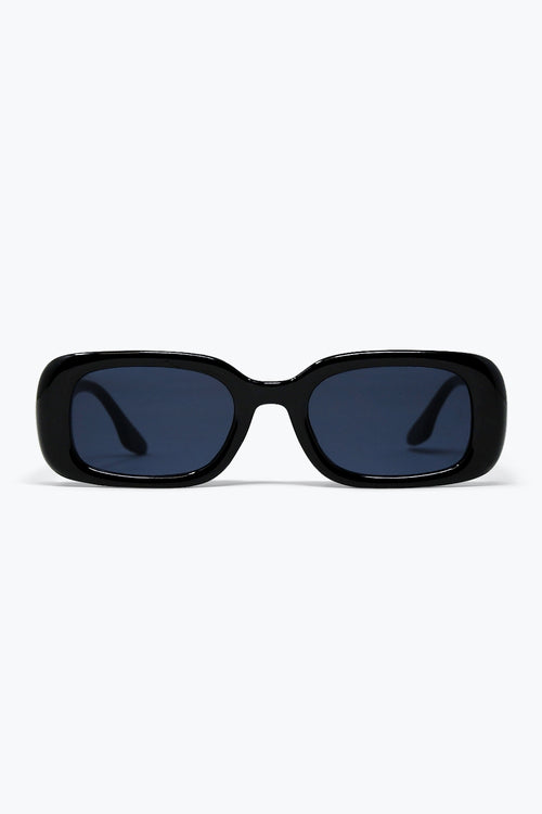 Black Rectangular Frame Glossy Acetate Narrow Sunglasses — view 2 of 3