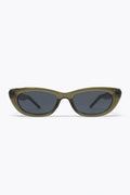 Olive Translucent Oval Frame Chunky Cat Eye Sunglasses
