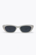 White Cat Eye Frame Silver Logo Detail Sunglasses