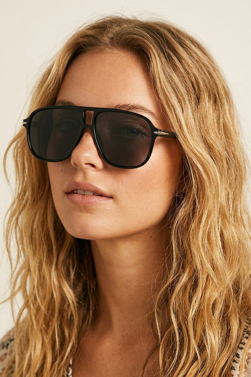 Black Oversize Square Frame Classic Aviator Sunglasses — view 1 of 3