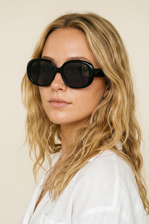 Black Oversize Square Frame Full Coverage Sunglasses — view 1 of 3